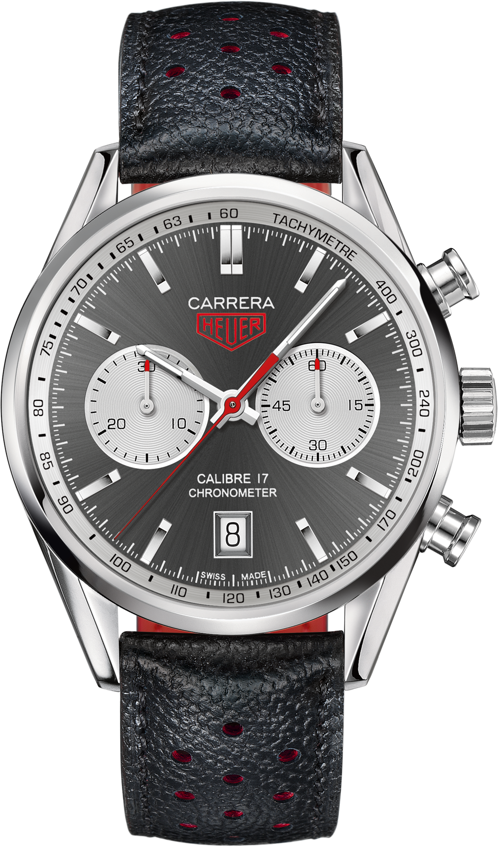 TAG Heuer CV5110.FC6310 : Carrera Calibre 17 41 Stainless Steel / Grey / Calf