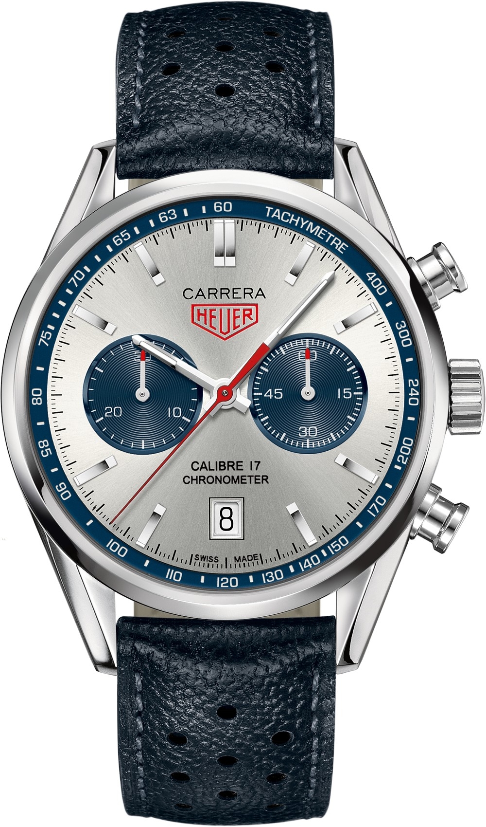 TAG Heuer CV5111.FC6335 : Carrera Calibre 17 41 Stainless Steel / Silver / Calf