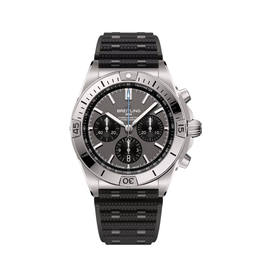 Breitling EB0134101M1S1 : Chronomat B01 42 Titanium / Grey / Rubber Rouleaux