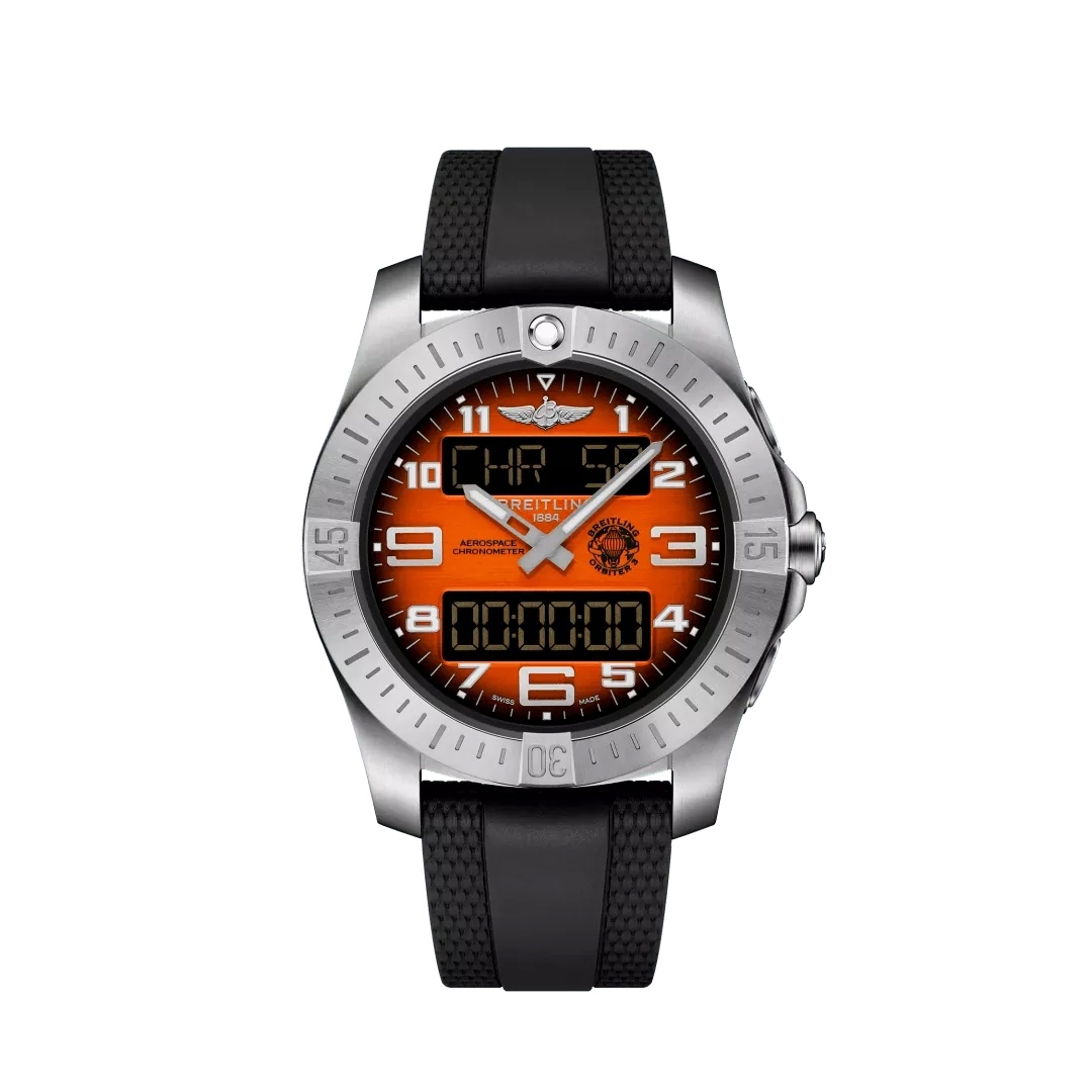 Breitling EB70101A1O1S1 : Aerospace B70 Orbiter Titanium / Orange / Rubber