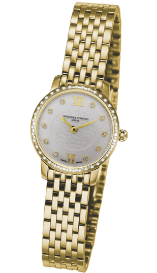 Frederique Constant FC-200WHDSD5B : Slimline Mini Yellow Gold - Diamond / Silver / Bracelet