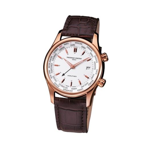Frederique Constant FC-255V6B4 : Index Worldtimer Quartz Rose Gold / Silver