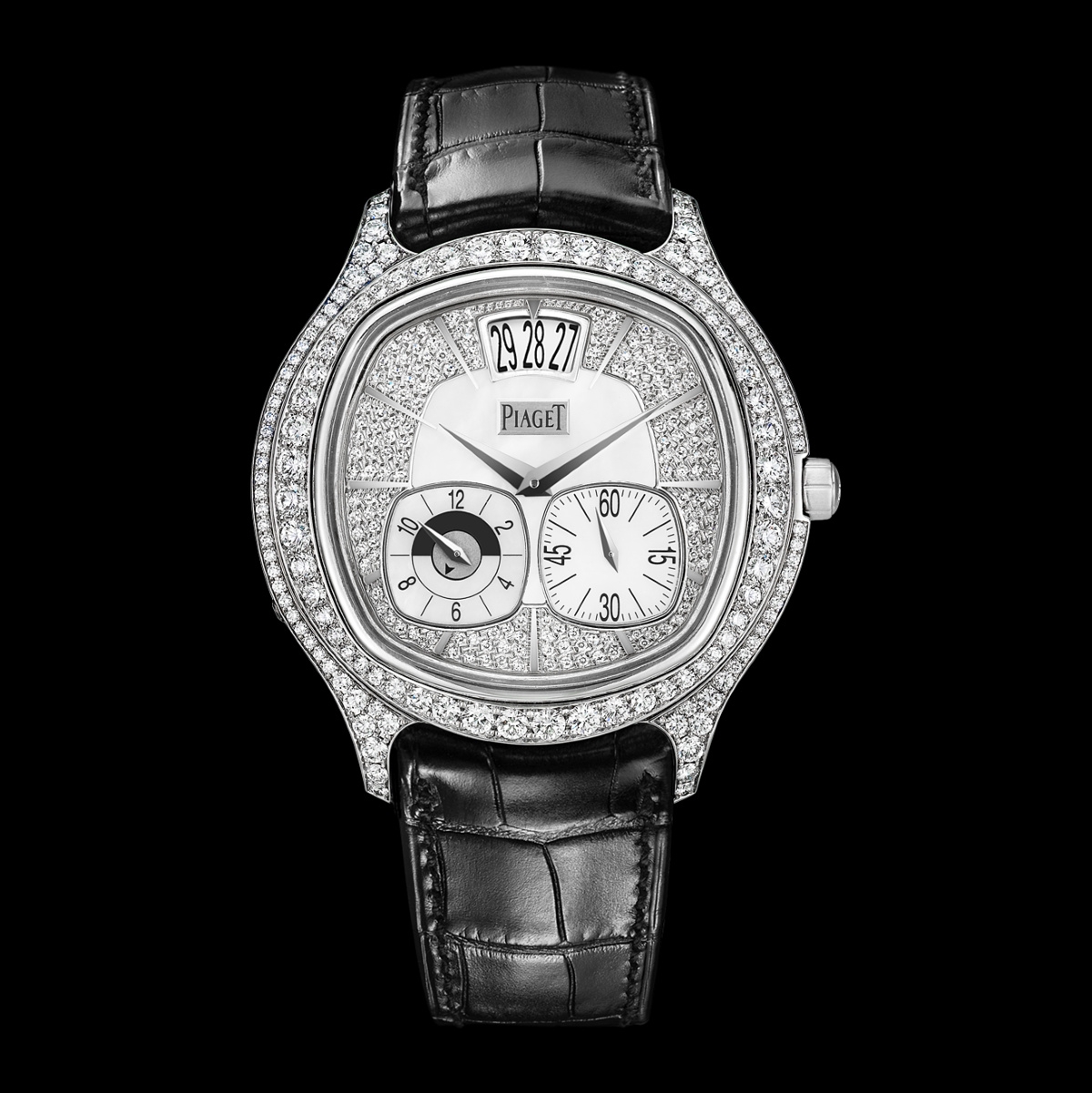Piaget G0A32018 : Emperador Coussin Dual Time Zone White Gold Diamond