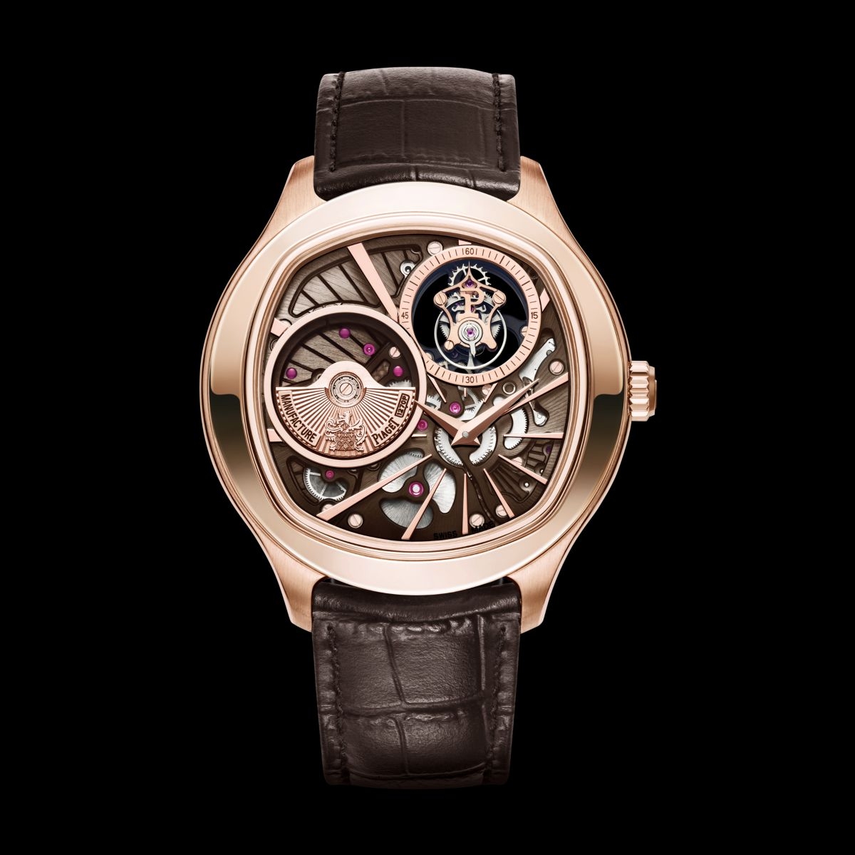 Piaget G0A39042 : Emperador Coussin Tourbillon Pink Gold Chocolate