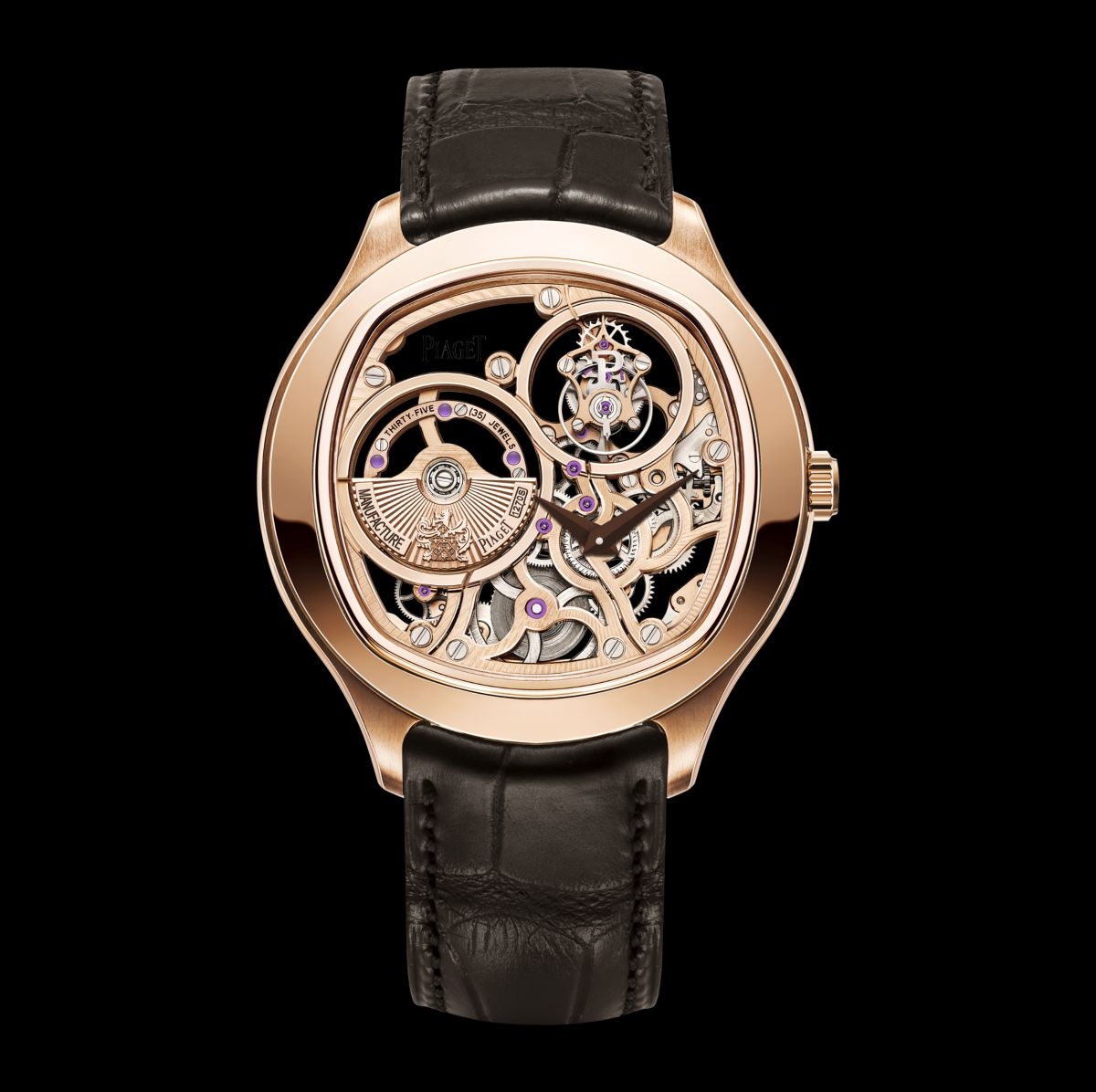 Piaget G0A40042 : Emperador Coussin Tourbillon Skeleton Pink Gold