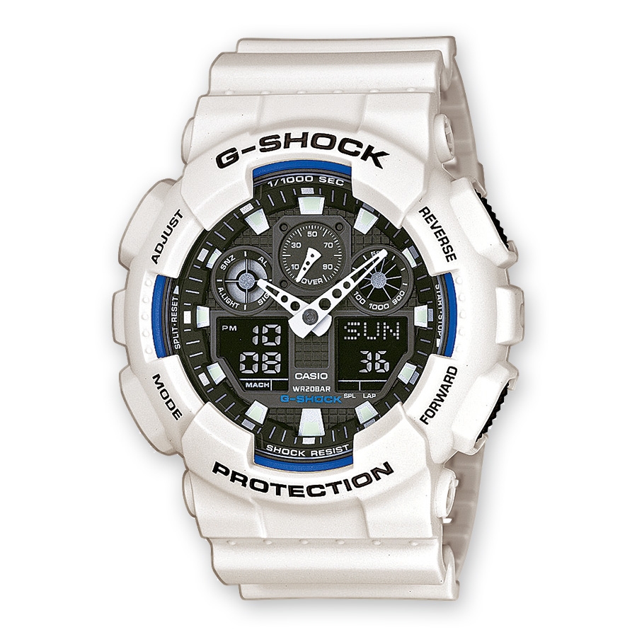Casio GA-100B-7A : GA-100B-7A White Blue