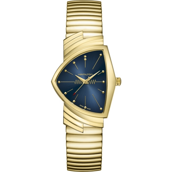 Hamilton H24301141 : Ventura Gents Yellow Gold / Blue Suede Shoes / Bracelet