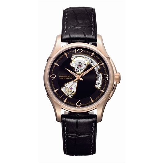 Hamilton H32575735 : Jazzmaster Open Heart 40mm Black Dial PVD Gold