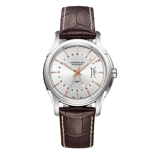 Hamilton H32585557 : Jazzmaster Traveler GMT 42mm Silver Dial / Gold Indexen