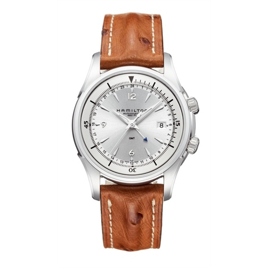 Hamilton H32625555 : Jazzmaster Traveler GMT 42mm Silver Dial / Ostrich