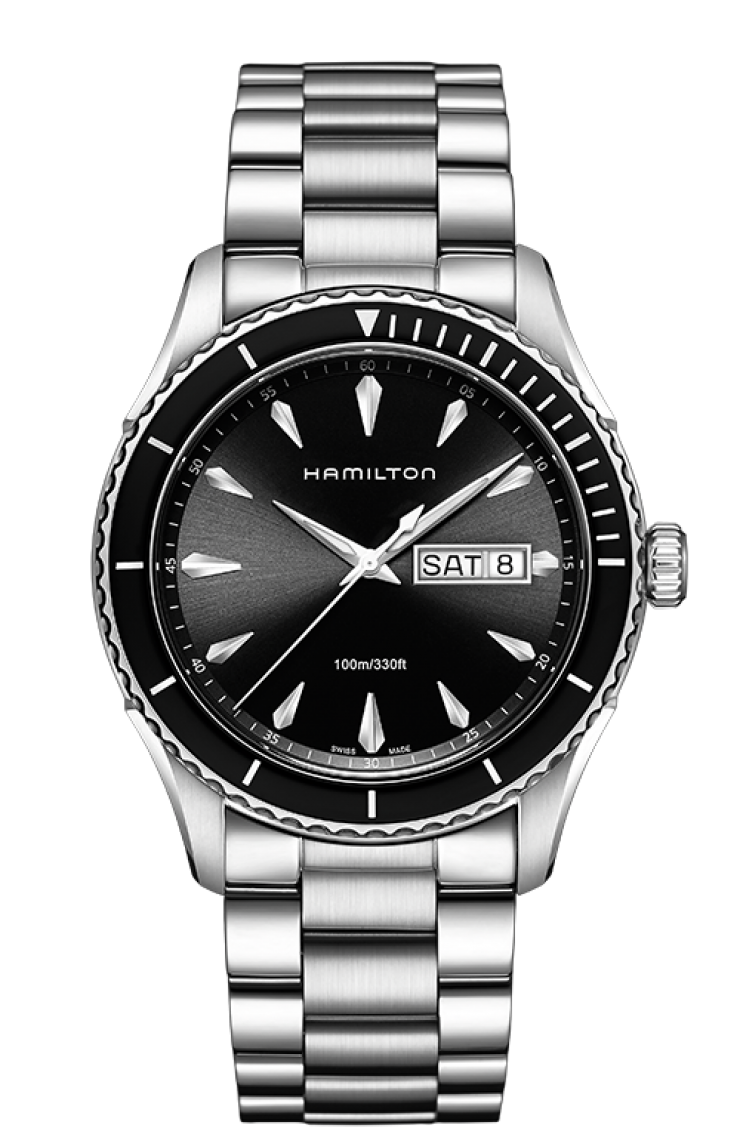 Hamilton H37511131 : Jazzmaster Seaview Day-Date Quartz 42 Stainless Steel / Black / Bracelet