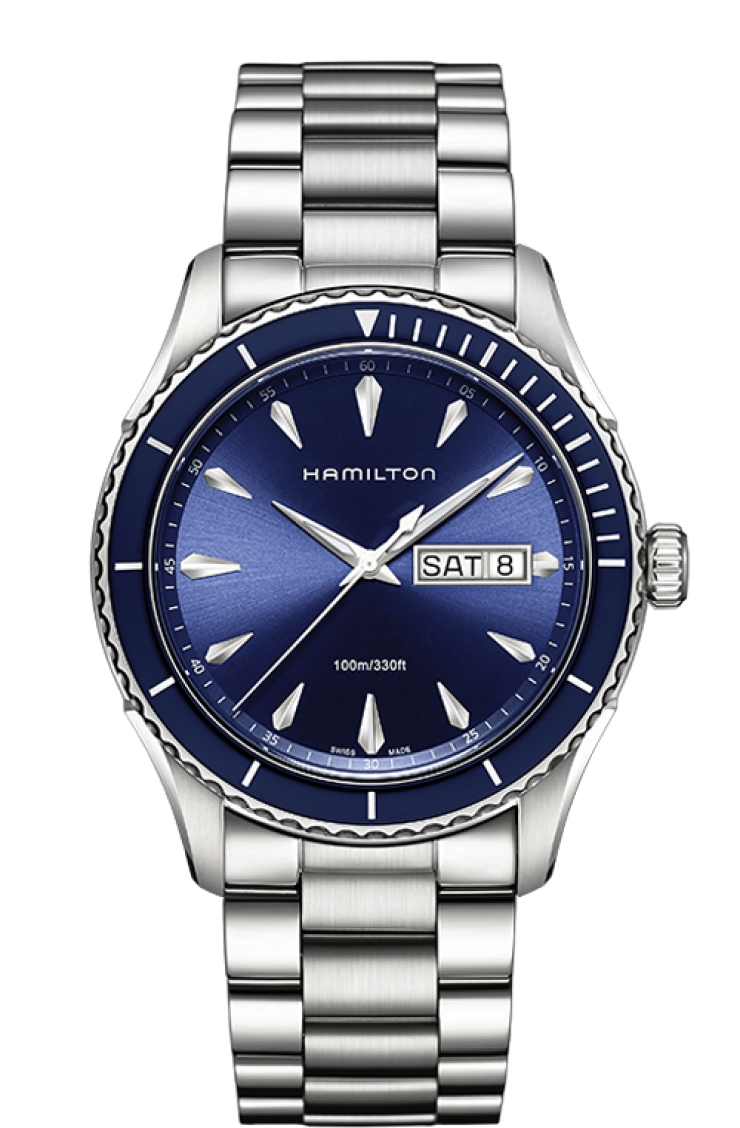 Hamilton H37551141 : Jazzmaster Seaview Day Date Quartz 42 Stainless Steel / Blue / Bracelet