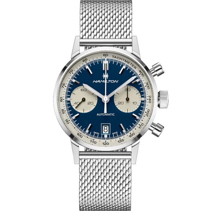 Hamilton H38416141 : Intra-Matic 68 Auto Chrono Stainless Steel / Blue / Mesh
