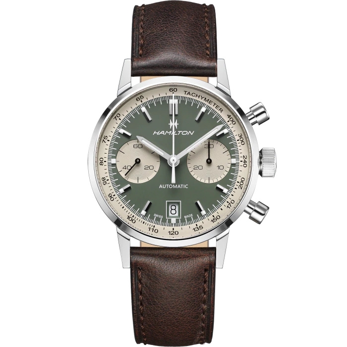 Hamilton H38416560 : Intra-Matic 68 Auto Chrono Stainless Steel / Green / Strap