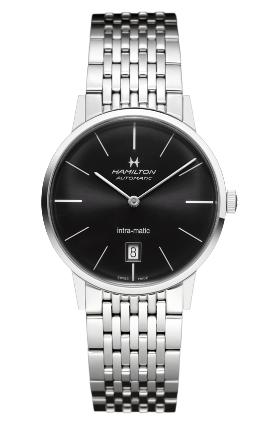 Hamilton H38455131 : Intra-Matic 38 Stainless Steel / Black / Bracelet