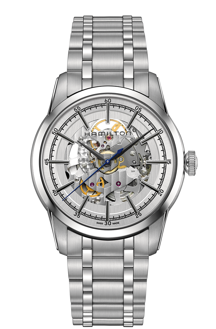 Hamilton H40655151 : Railroad 42 Skeleton Auto Stainless Steel / Silver / Bracelet