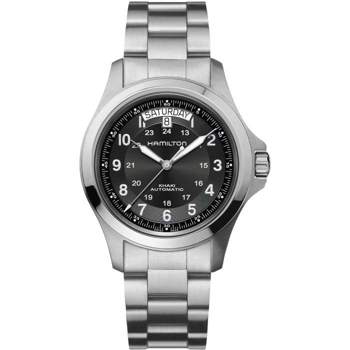 Hamilton H64455133 : Khaki Field King Auto 40 Stainless Steel / Black / Bracelet