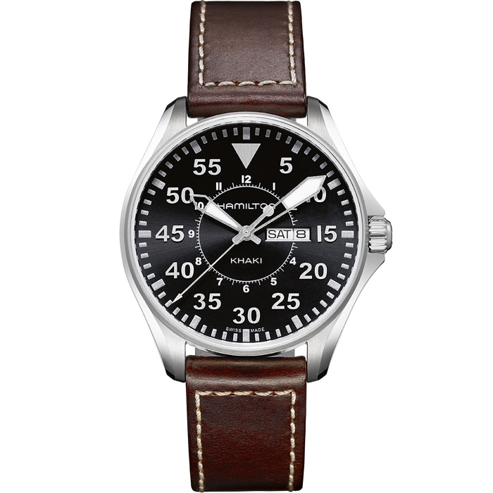 Hamilton H64611535 : Khaki Pilot Day Date Quartz 42 Stainless Steel / Black