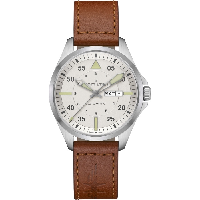 Hamilton H64635550 : Khaki Aviation Pilot Day Date Auto 42 Stainless Steel / Silver