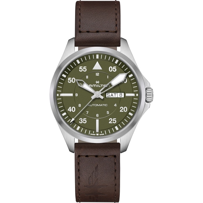 Hamilton H64635560 : Khaki Aviation Pilot Day Date Auto 42 Stainless Steel / Green