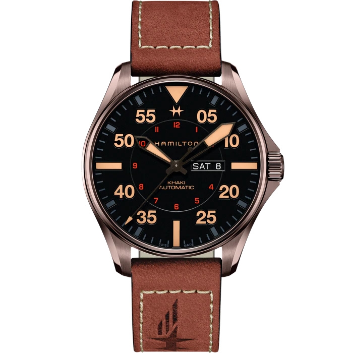 Hamilton H64705531 : Khaki Pilot Day-Date Auto 46 PVD / Black