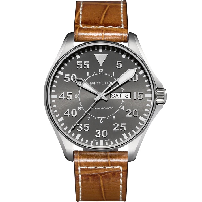 Hamilton H64715885 : Khaki Aviation Pilot Day Date 46 Stainless Steel / Grey