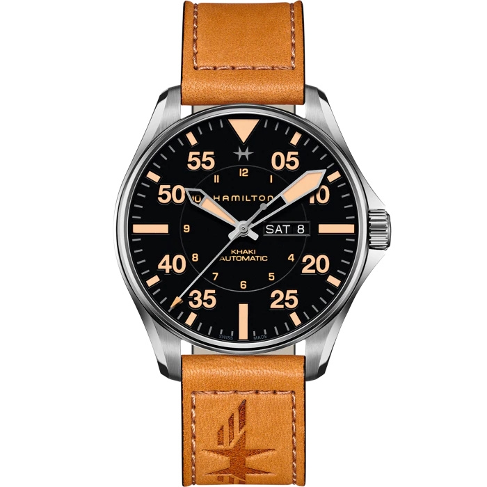 Hamilton H64725531 : Khaki Pilot Day-Date Auto 46 Stainless Steel / Black