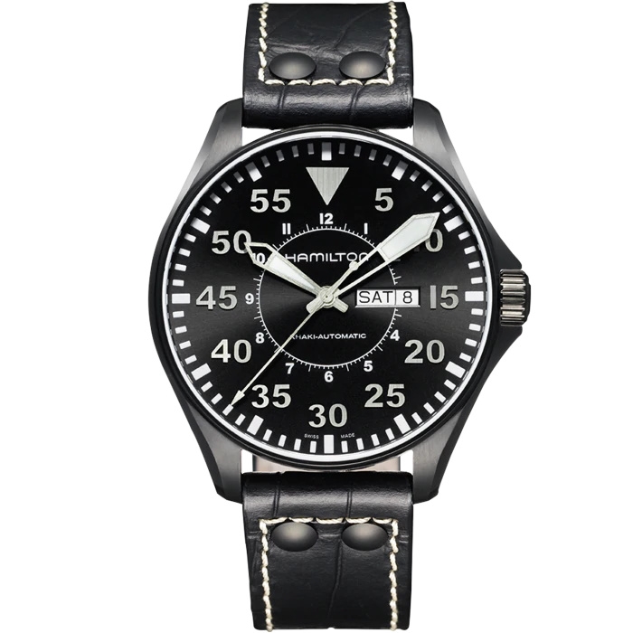 Hamilton H64785835 : Khaki Aviation Pilot Day Date Auto Black