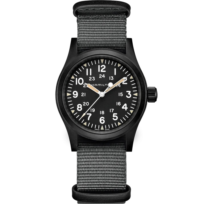 Hamilton H69409930 : Khaki Field Mechanical 38 PVD / Black