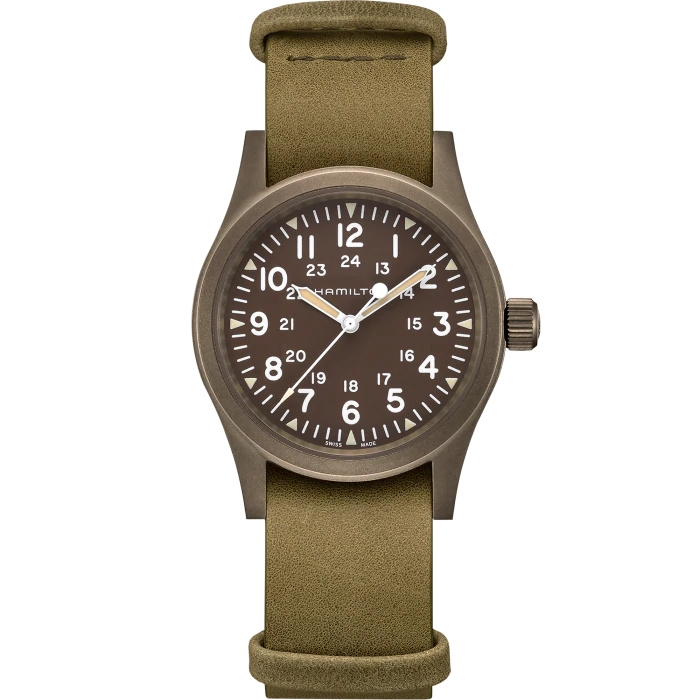 Hamilton H69449861 : Khaki Field Mechanical 38 PVD / Brown