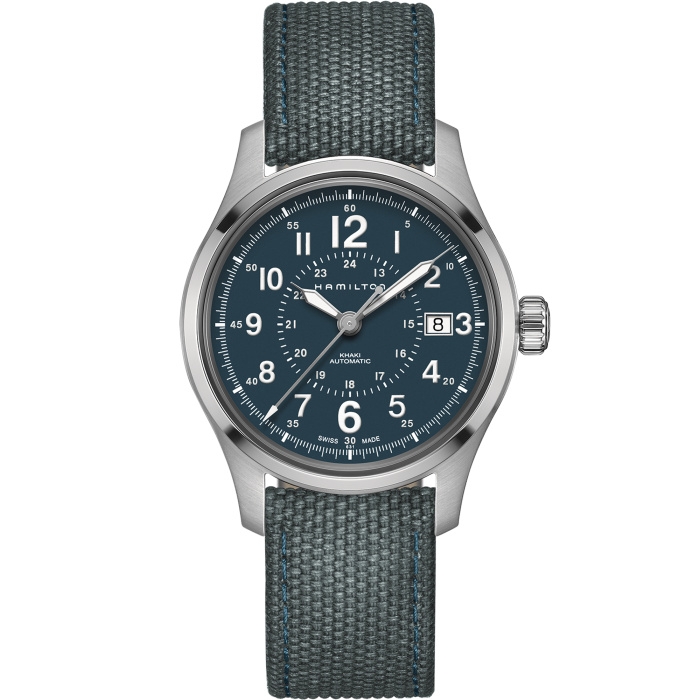Hamilton H70305943 : Khaki Field Auto 40 Stainless Steel / Blue