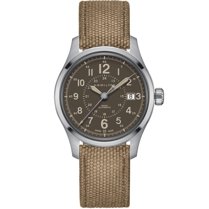 Hamilton H70305993 : Khaki Field Auto 40 Stainless Steel / Brown