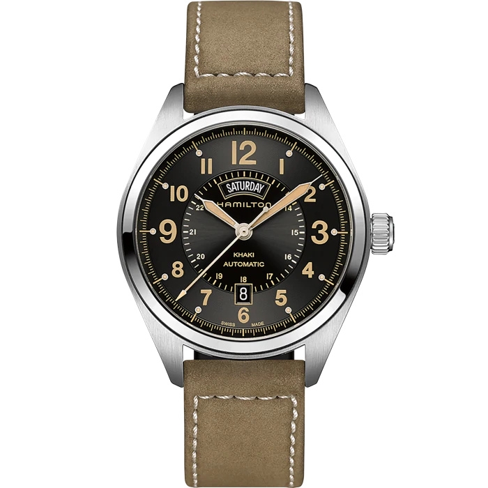 Hamilton H70505833 : Khaki Field Day Date Auto Stainless Steel / Black