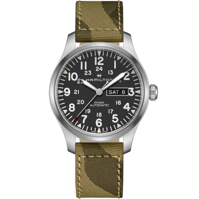 Hamilton H70535031 : Khaki Field Day Date Auto Stainless Steel / Black