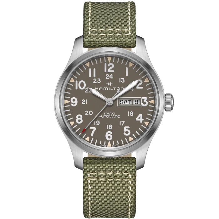 Hamilton H70535081 : Khaki Field Day Date Auto Stainless Steel / Grey