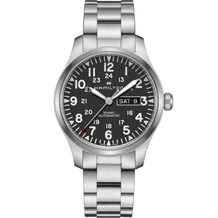 Hamilton H70535131 : Khaki Field Day Date Auto Stainless Steel / Black / Bracelet