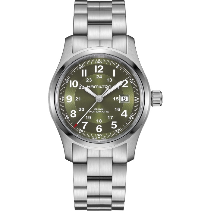 Hamilton H70605160 : Khaki Field Auto 42 Stainless Steel / Green / Bracelet