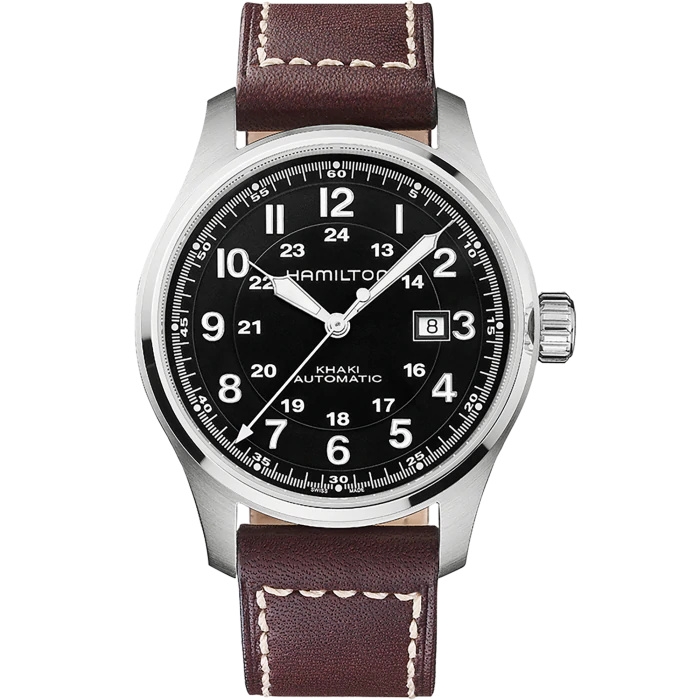 Hamilton H70625533 : Khaki Field Officer Automatic 44 Stainless Steel / Black