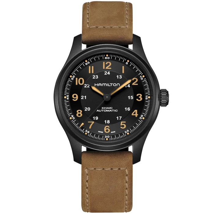 Hamilton H70665533 : Khaki Field Titanium Auto 42 PVD / Black