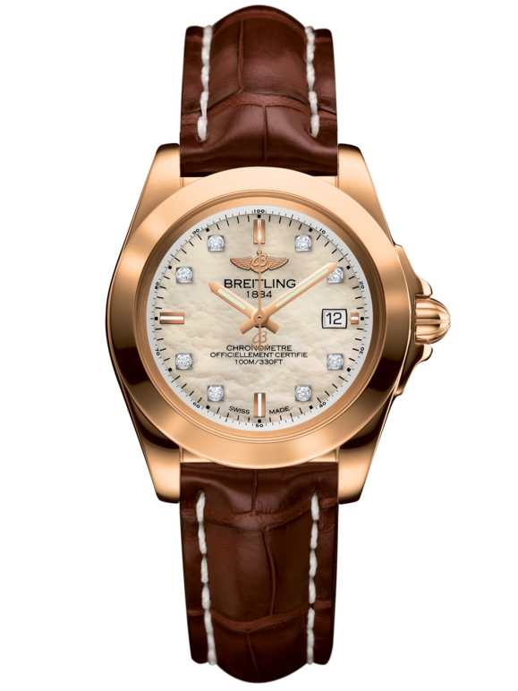 Breitling H7133012.A803.778P : Galactic 32 Sleek Edition Rose Gold / Pearl Diamond / Croco