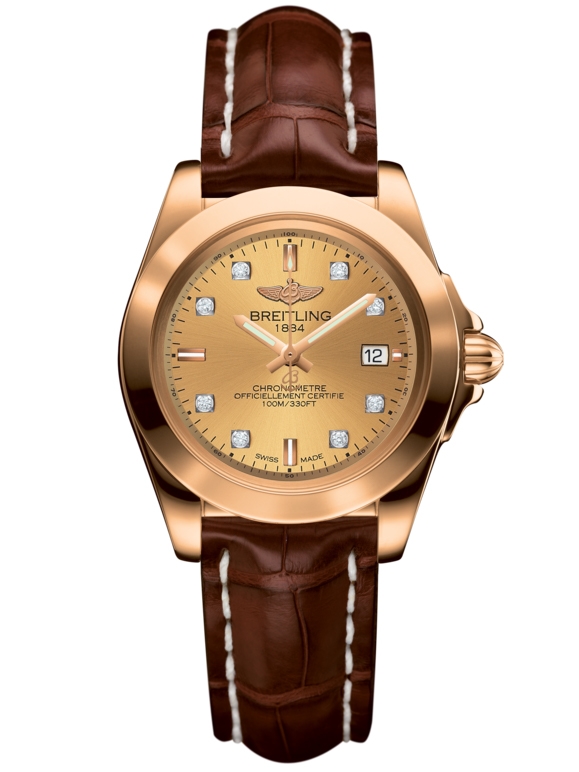 Breitling H7133012.H550.778P : Galactic 32 Sleek Edition Rose Gold / Golden Sun Diamond / Croco