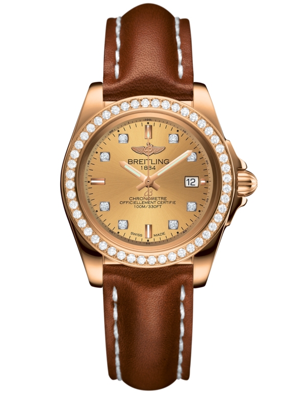 Breitling H7133053.H550.406X : Galactic 32 Sleek Edition Rose Gold / Diamond / Golden Sun Diamond / Calf