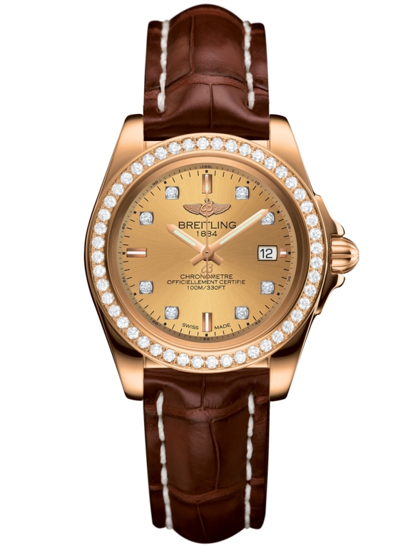 Breitling H7133053.H550.778P : Galactic 32 Sleek Edition Rose Gold / Diamond / Golden Sun Diamond / Croco