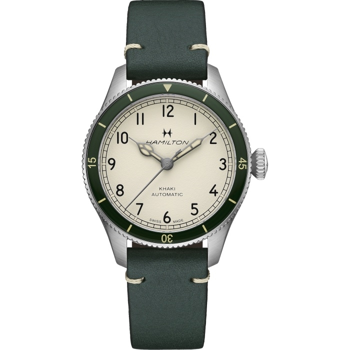 Hamilton H76255810 : Khaki Pilot Pioneer 38 Stainless Steel / White