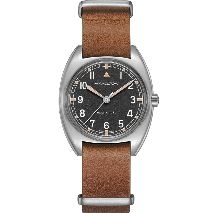 Hamilton H76419531 : Khaki Aviation Pilot Pioneer Mechanical Stainless Steel / Black / Leather