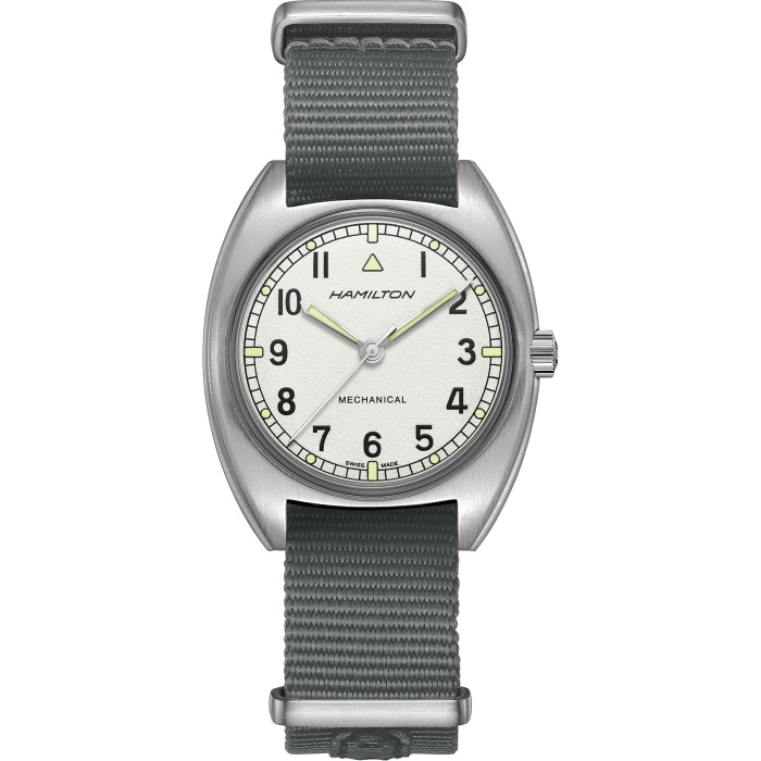Hamilton H76419951 : Khaki Aviation Pilot Pioneer Mechanical Stainless Steel / White
