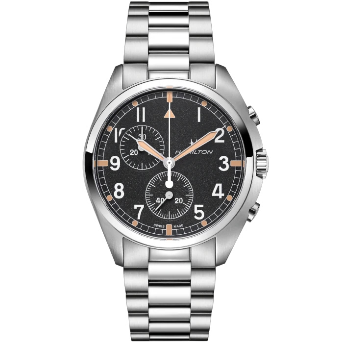 Hamilton H76522131 : Khaki Pilot Pioneer Chrono Quartz Stainless Steel / Black / / Bracelet