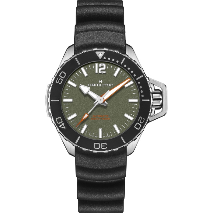 Hamilton H77455360 : Frogman Auto 41 Stainless Steel / Green / Rubber