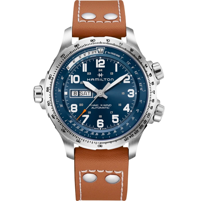 Hamilton H77765541 : Khaki Aviation X Wind Day Date Auto Stainless Steel / Blue