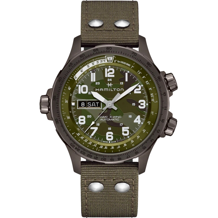 Hamilton H77775960 : Khaki Aviation X Wind Day Date Auto Camouflage